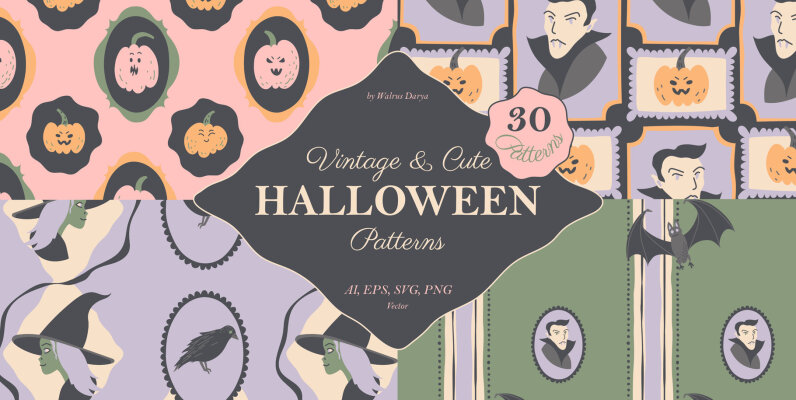 Cute Vector Halloween Patterns