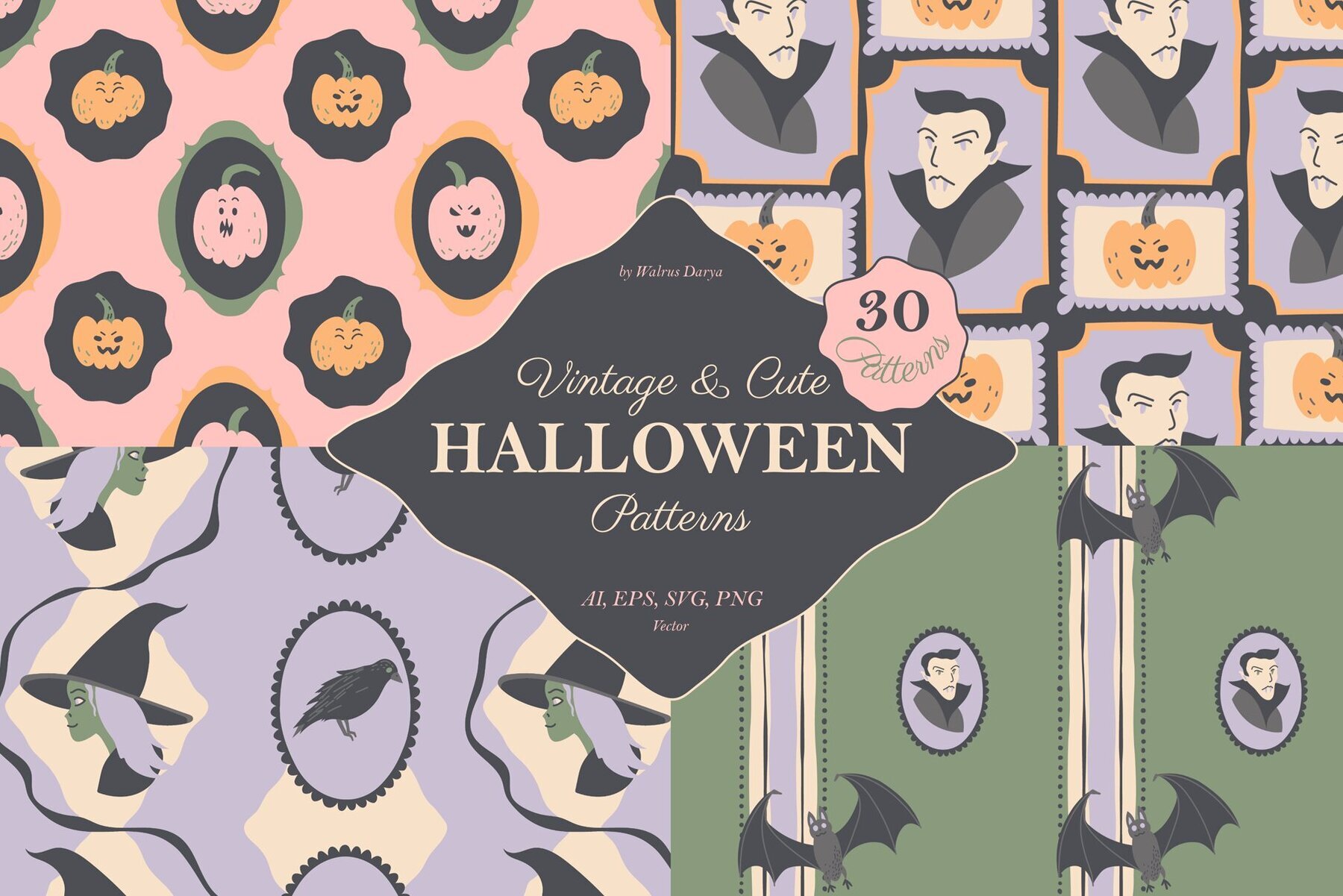 Cute Vector Halloween Patterns 1