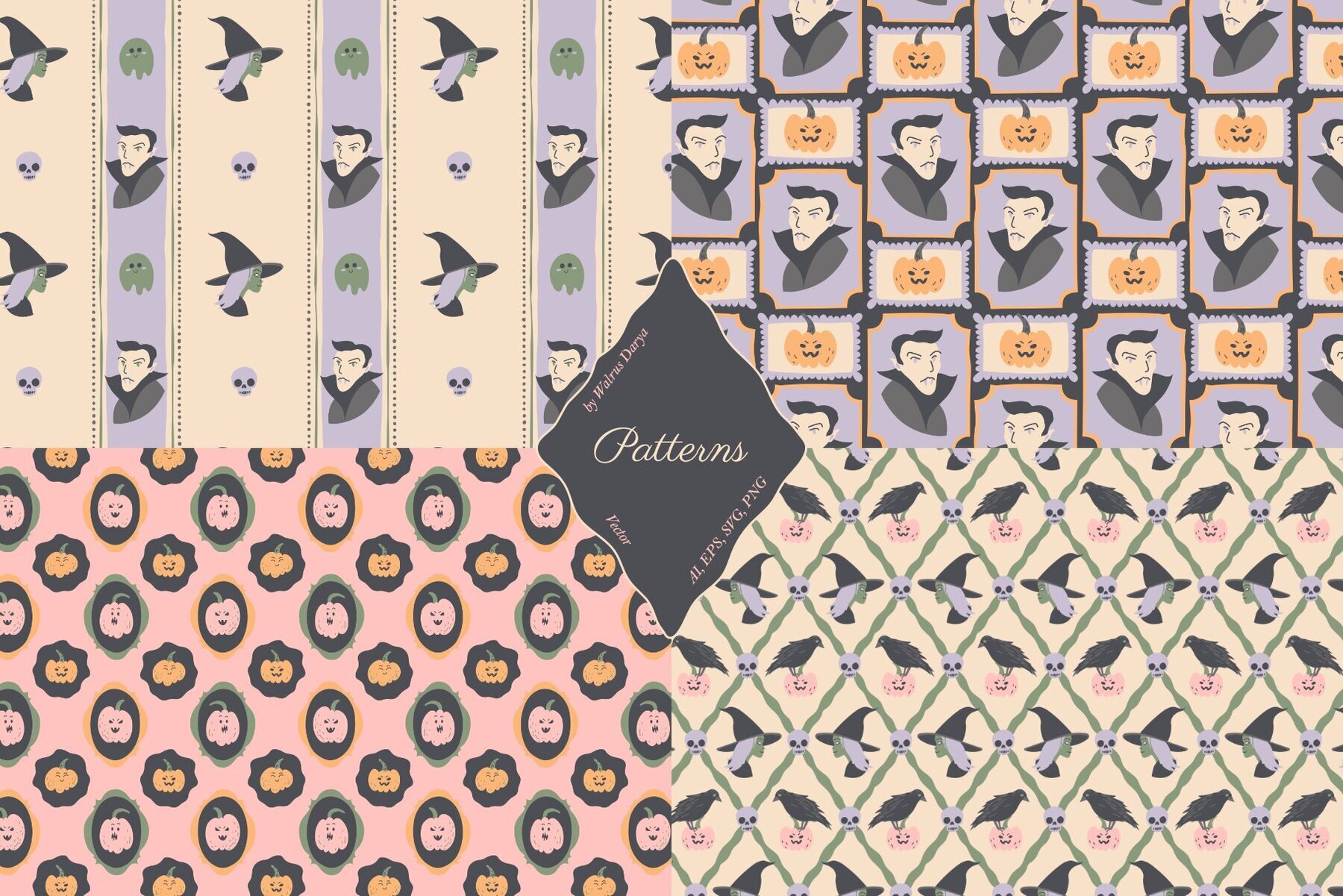 Cute Vector Halloween Patterns 3