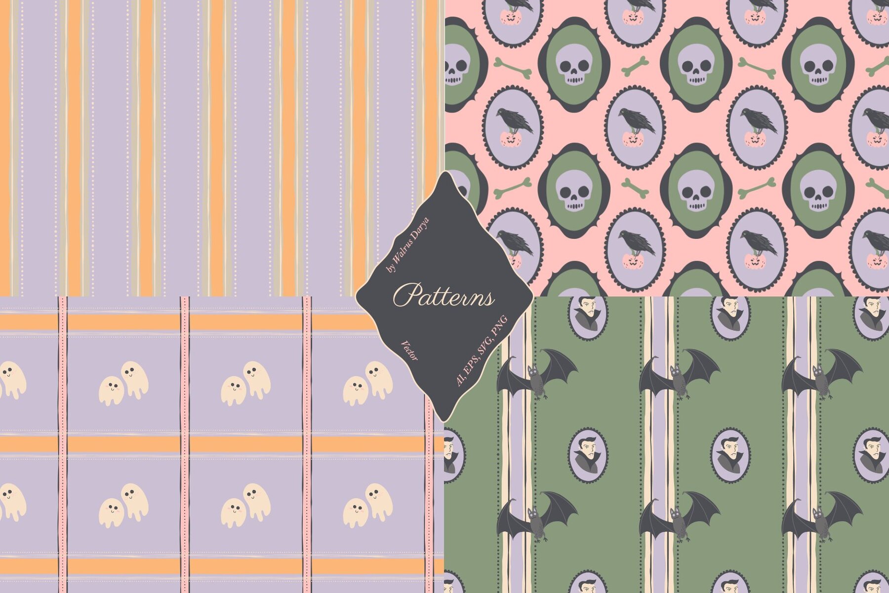 Cute Vector Halloween Patterns 4