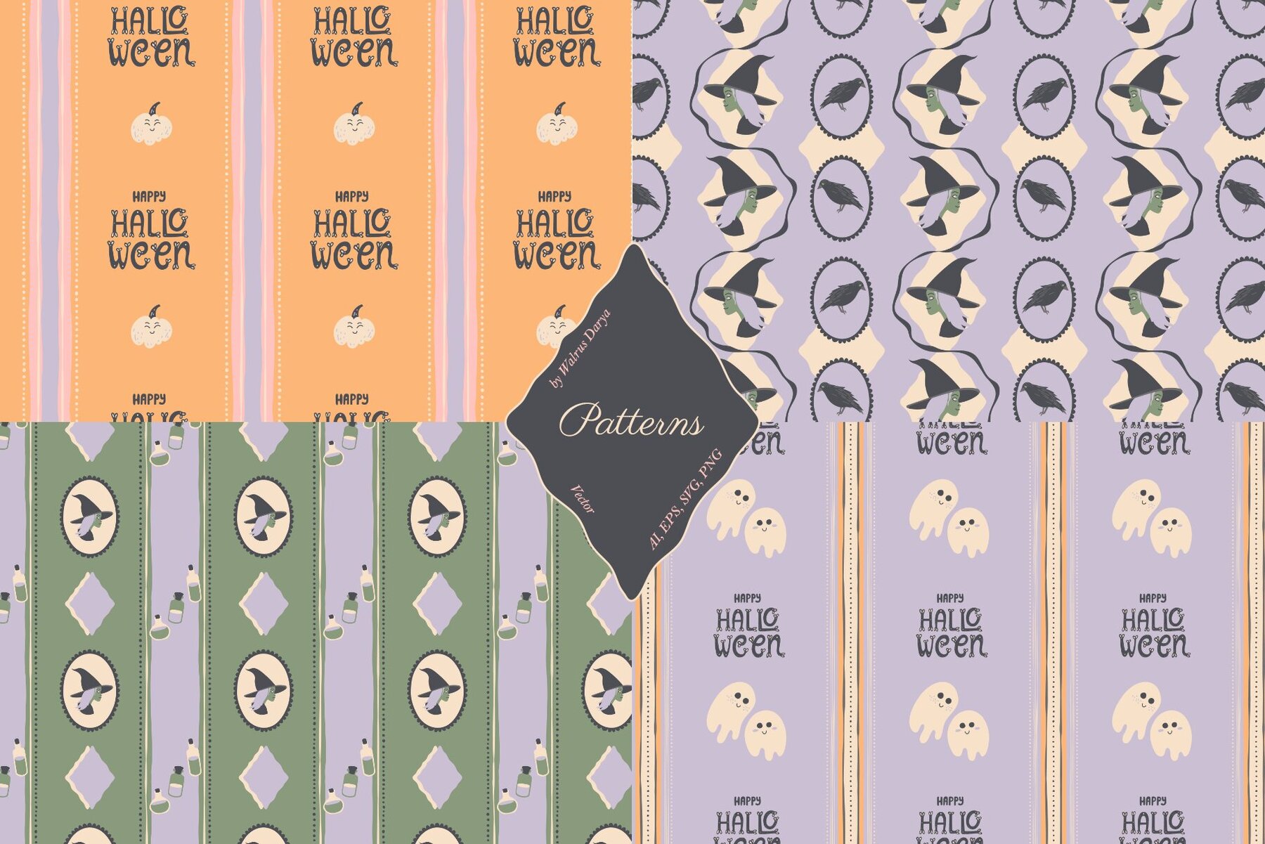 Cute Vector Halloween Patterns 6