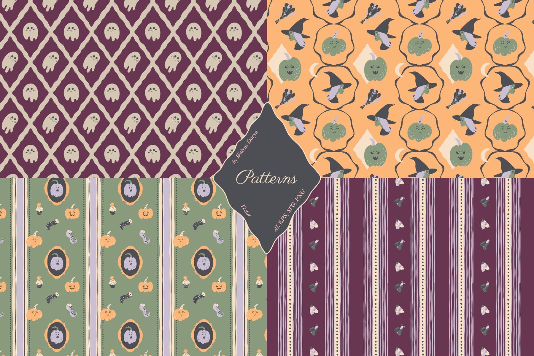 Cute Vector Halloween Patterns 7