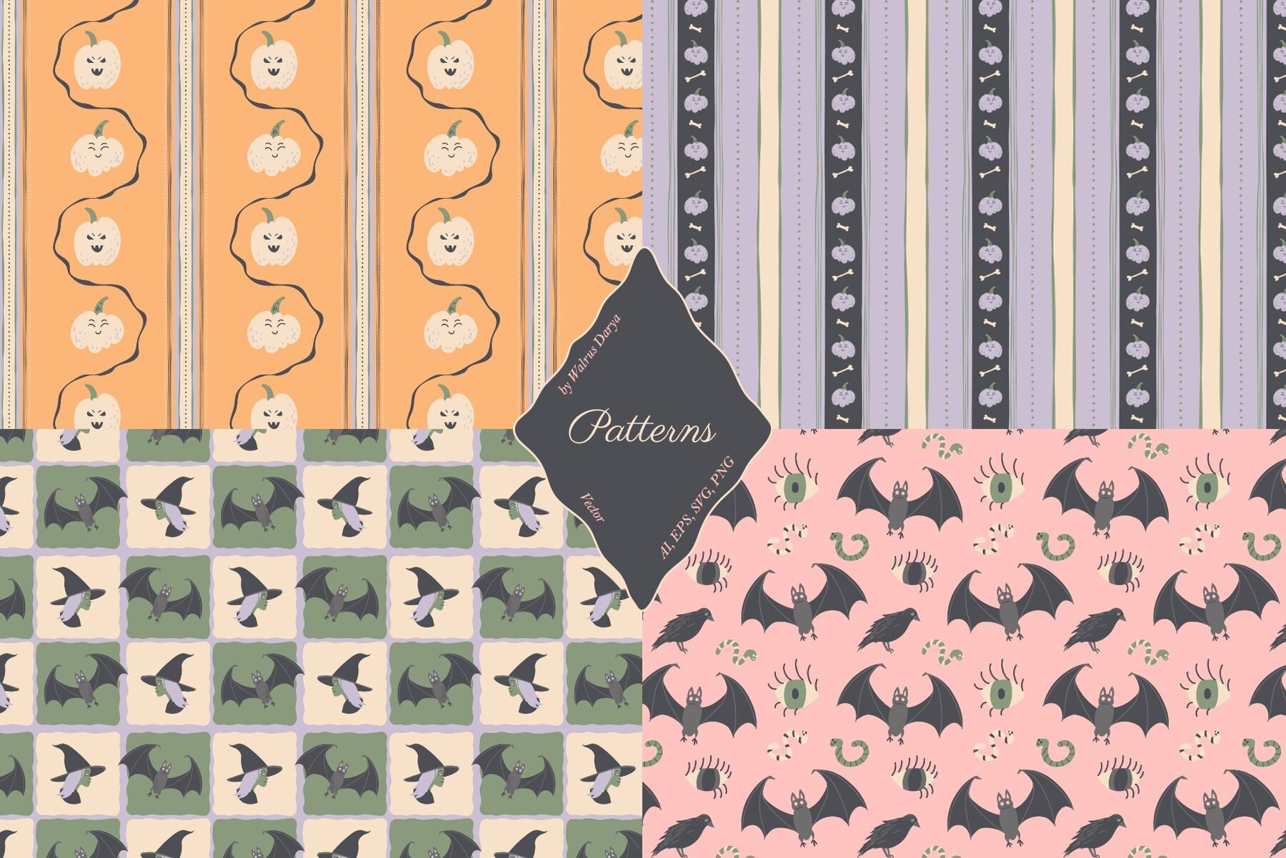 Cute Vector Halloween Patterns 8