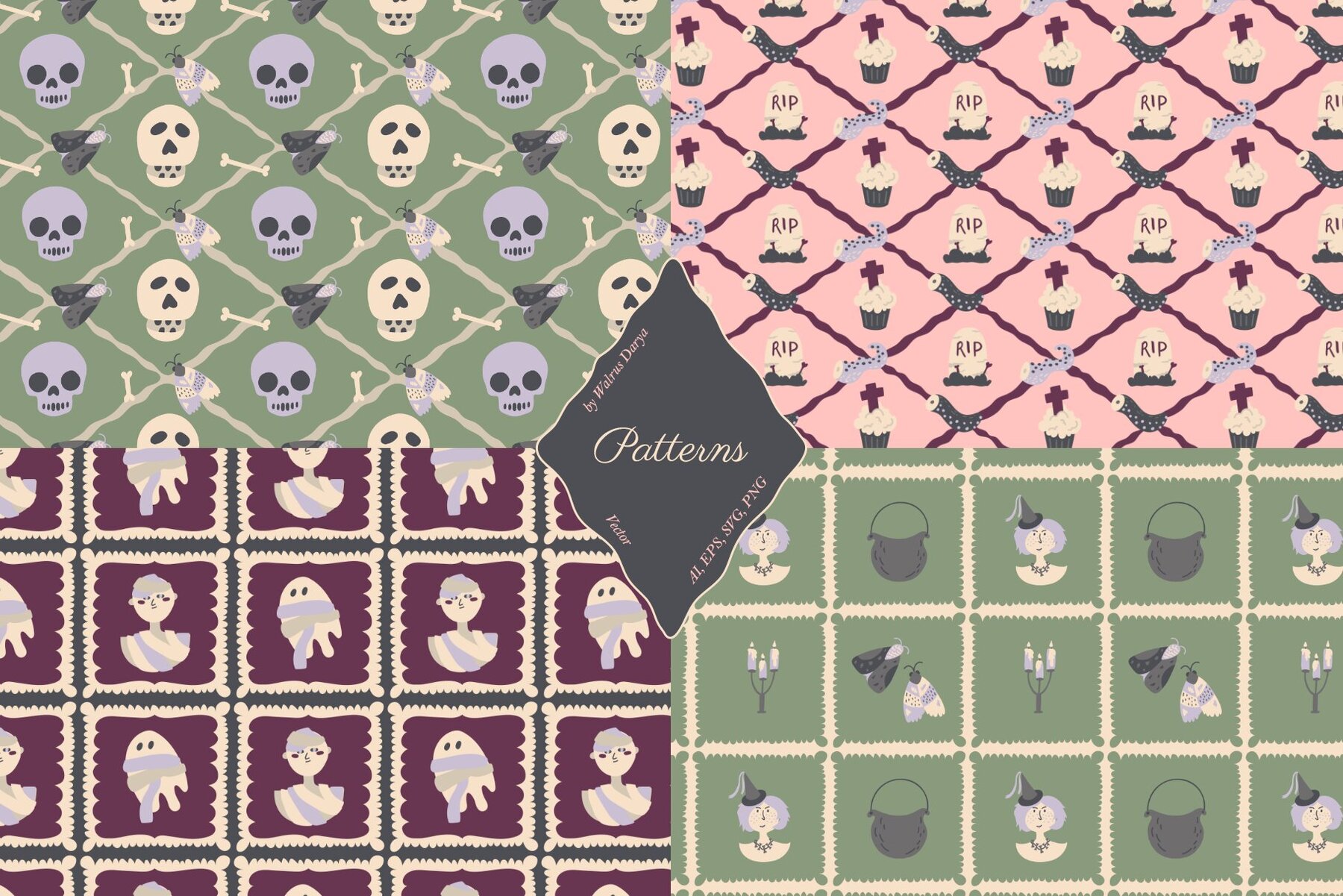 Cute Vector Halloween Patterns 10