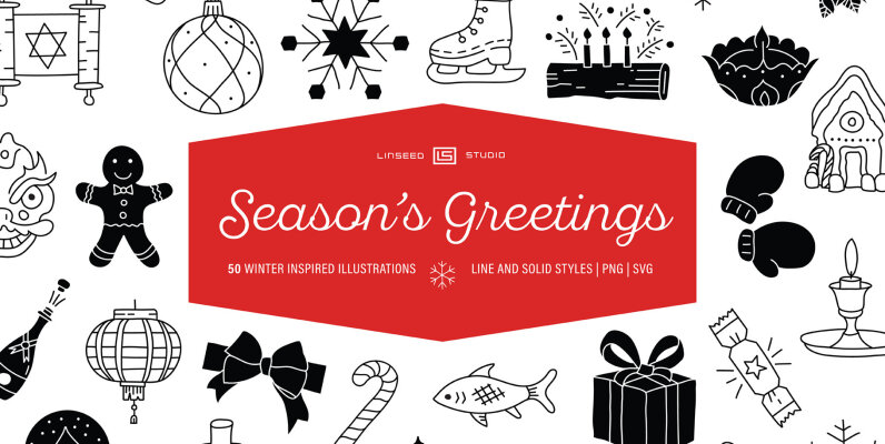 Seasons Greetings Illustration Set