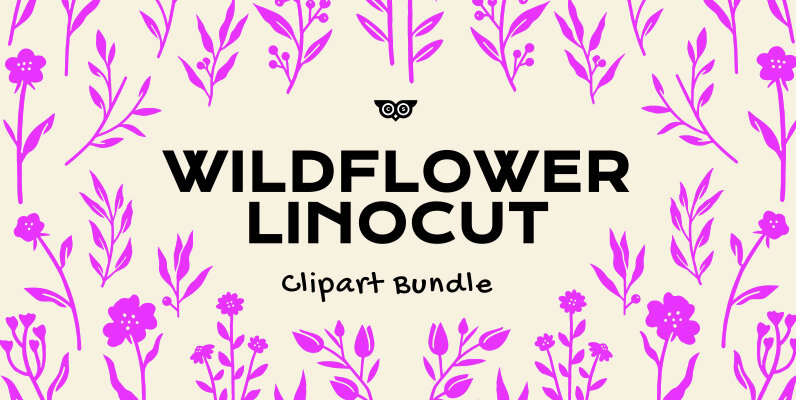 Wildflower Linocut Clipart Bundle