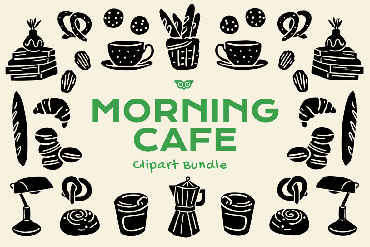 Morning Cafe Clipart Bundle 1