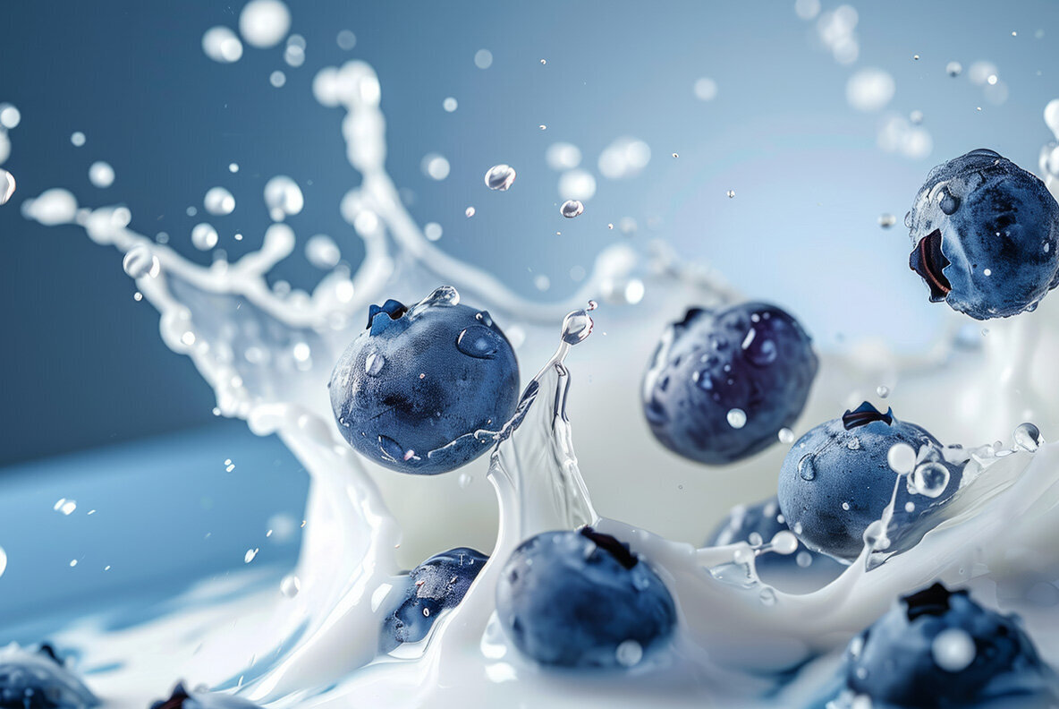Milk splash with fruits and berries 3