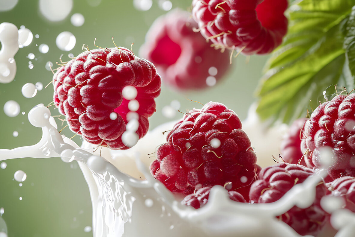 Milk splash with fruits and berries 15