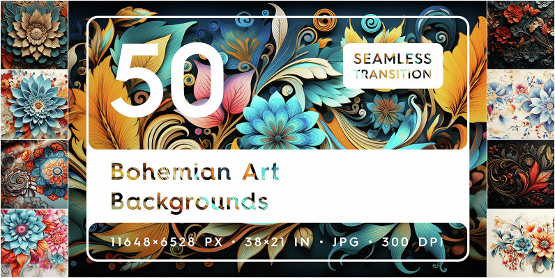 50 Bohemian Art Backgrounds