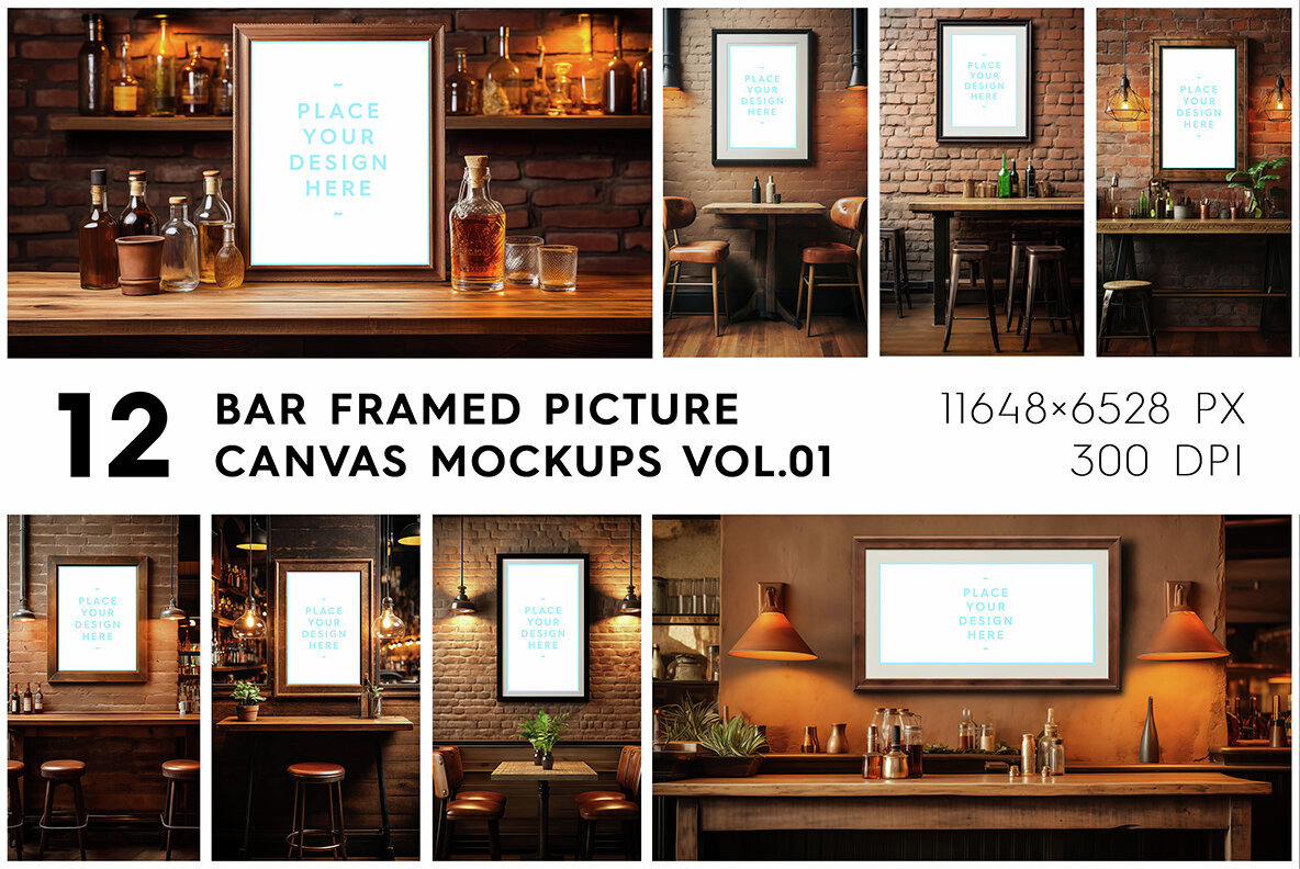 Bar Framed Canvas Picture Mockups Vol 01 1