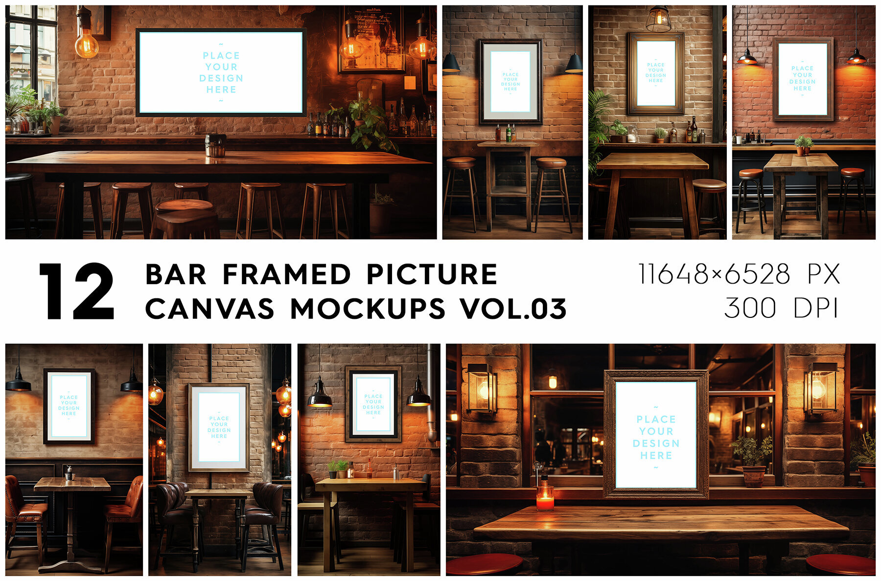12 Bar Framed Canvas Picture Mockups Vol 03 1