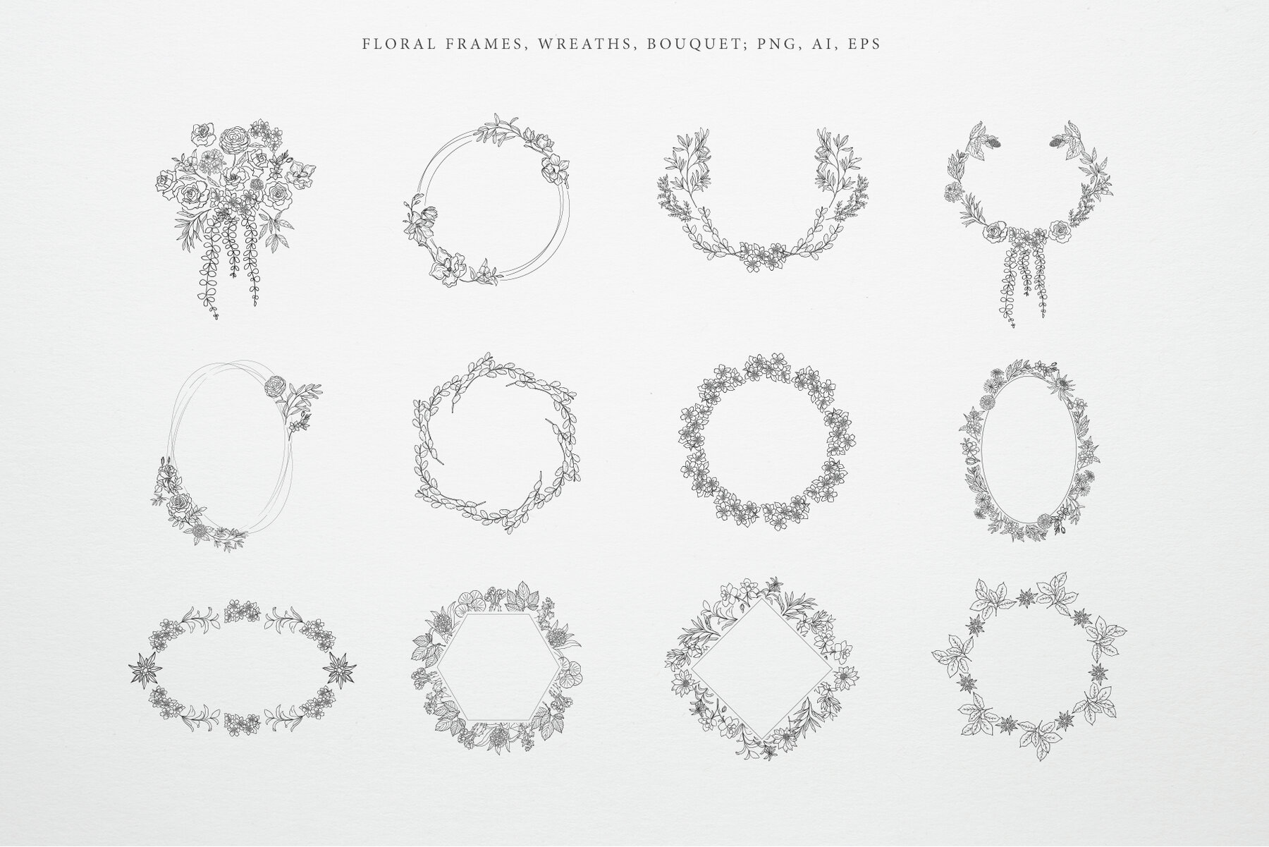 Botany and Moon Hand Drawn Line Art 6