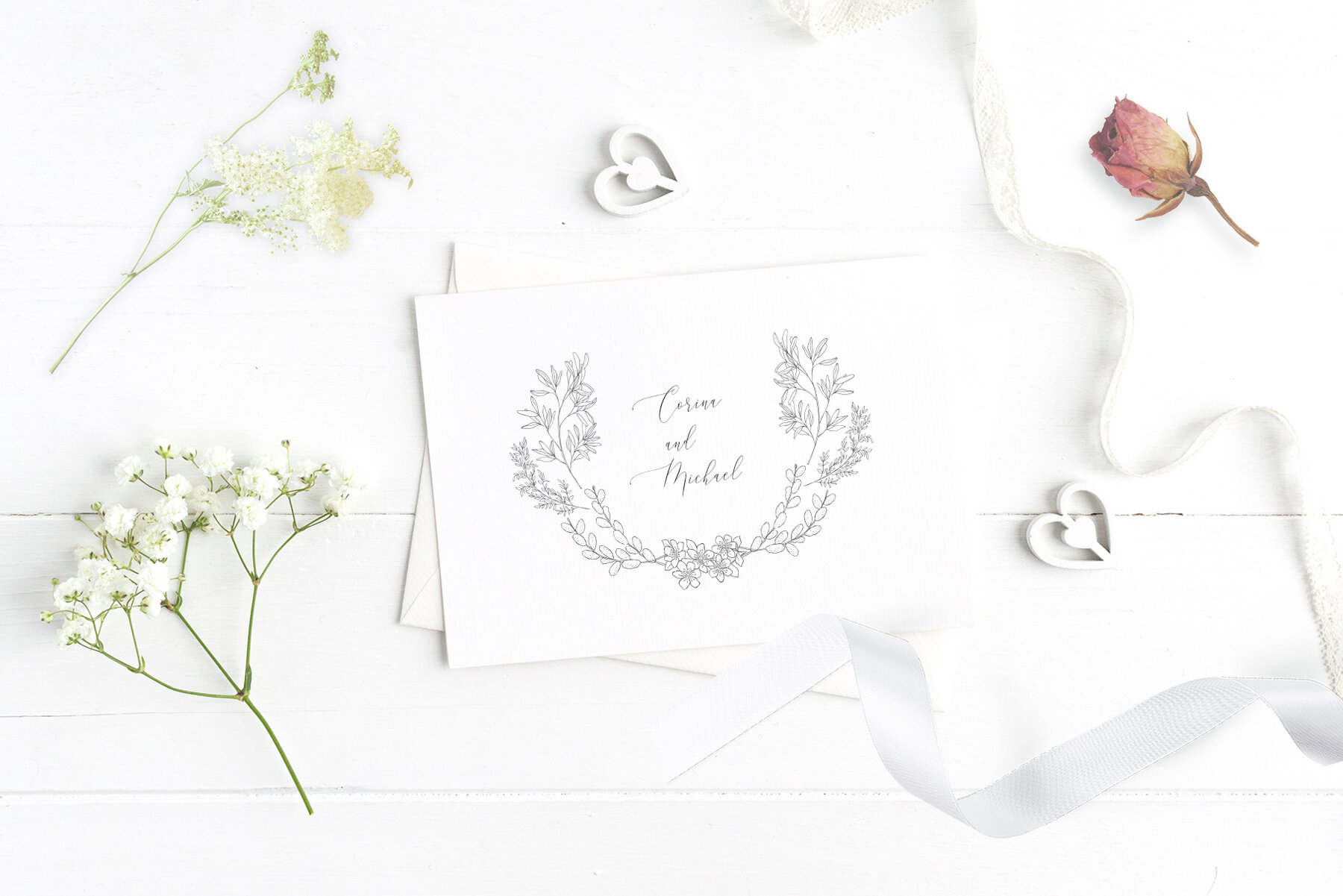 Botany and Moon Hand Drawn Line Art 10