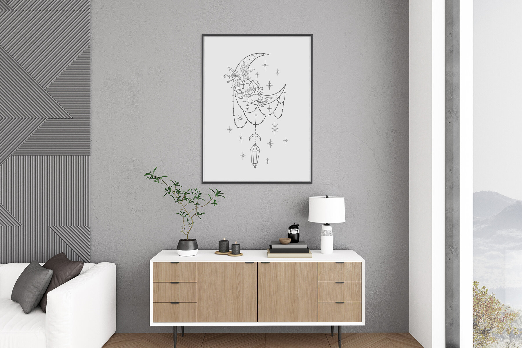 Botany and Moon Hand Drawn Line Art 11