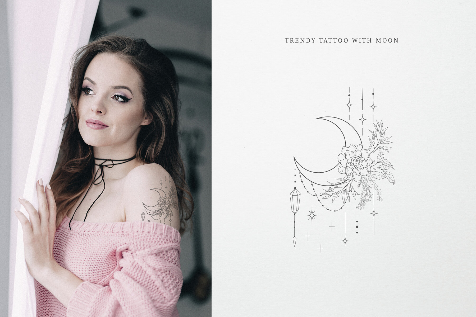 Botany and Moon Hand Drawn Line Art 13