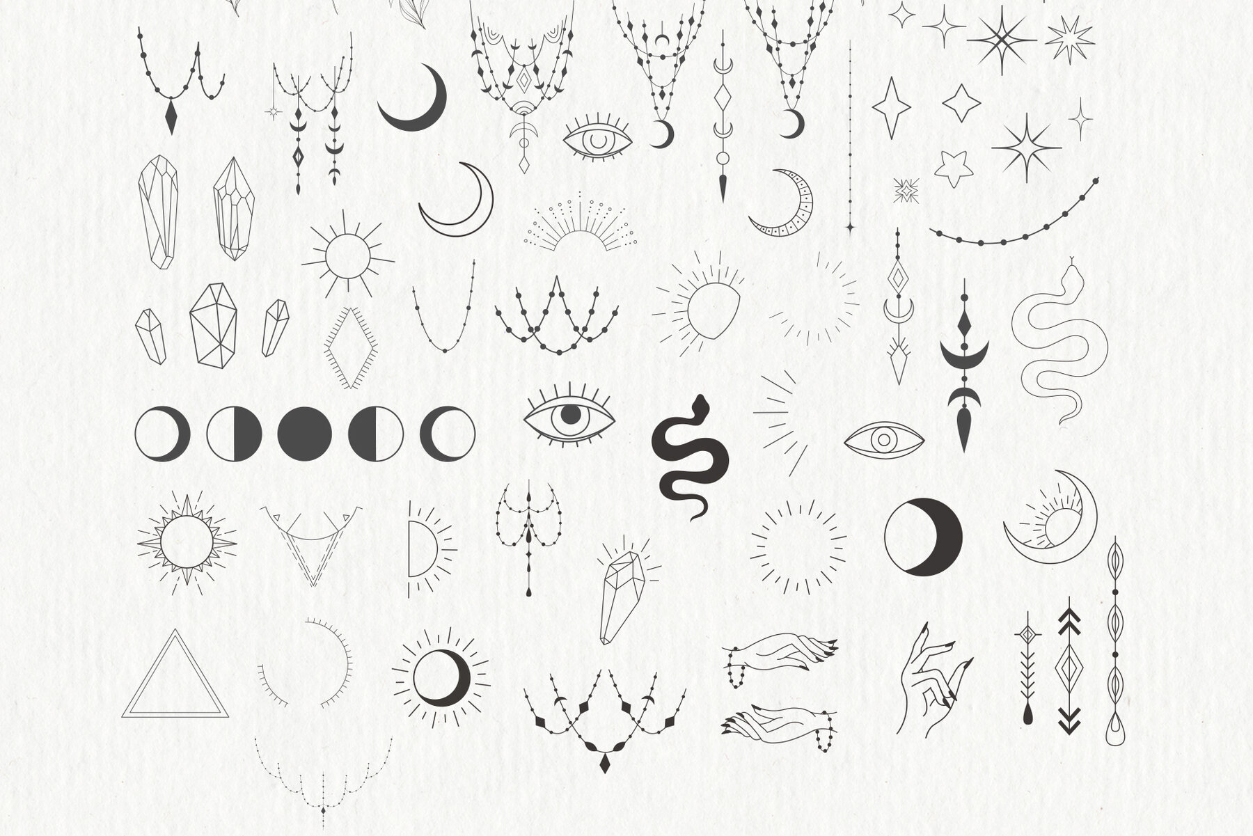 Beauty Women and Moon Trendy Line Art Illustrations 19