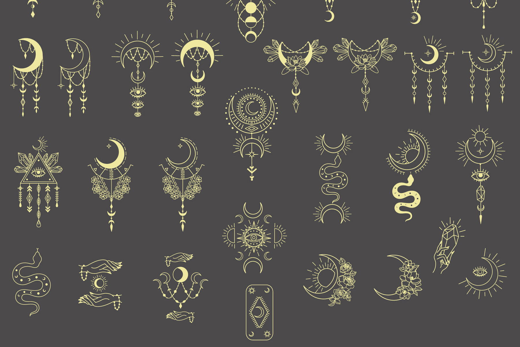 Beauty Women and Moon Trendy Line Art Illustrations 21