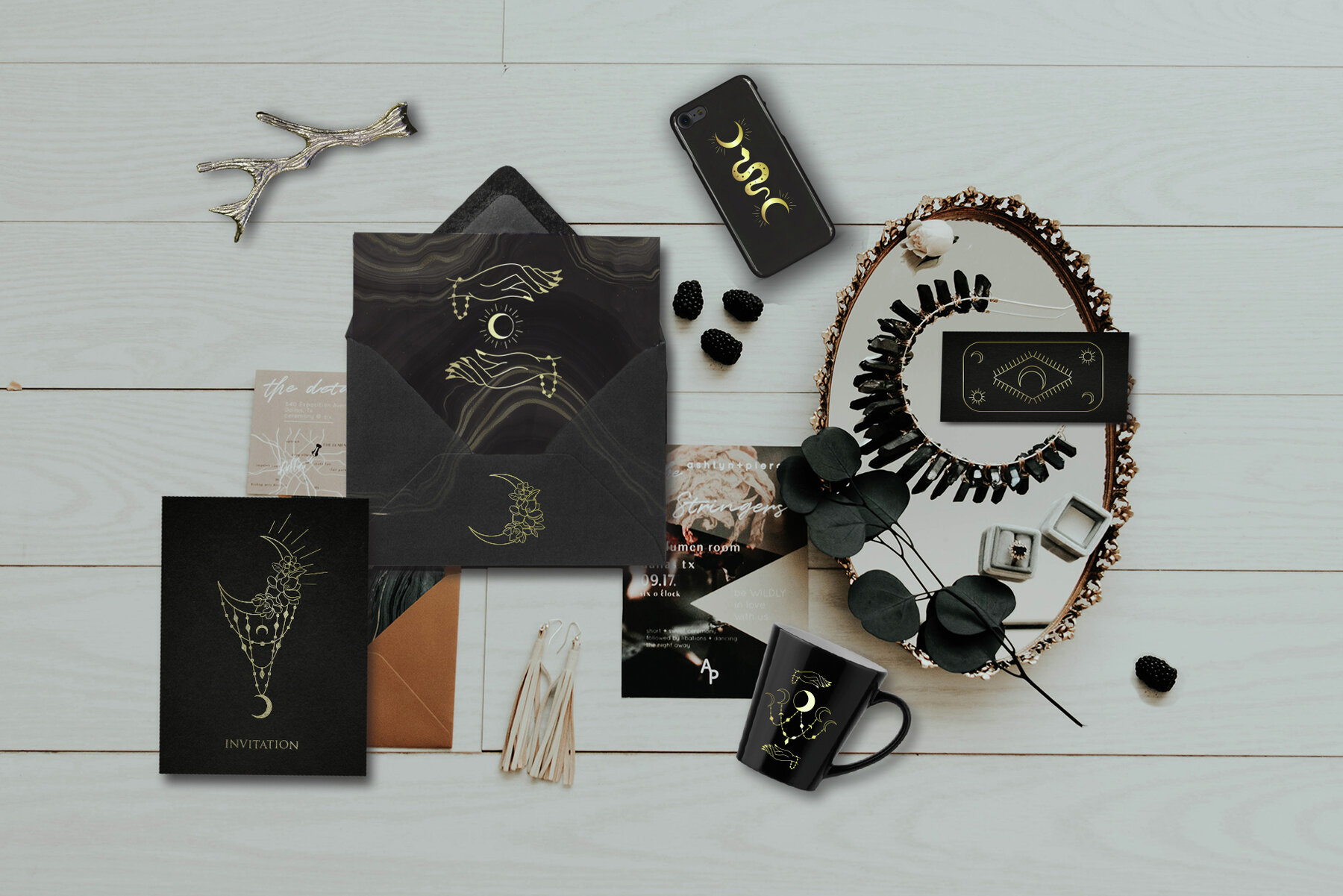 Beauty Women and Moon Trendy Line Art Illustrations 25