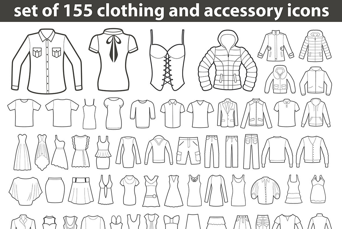 Set of clothing icons Vector Illustrations 1