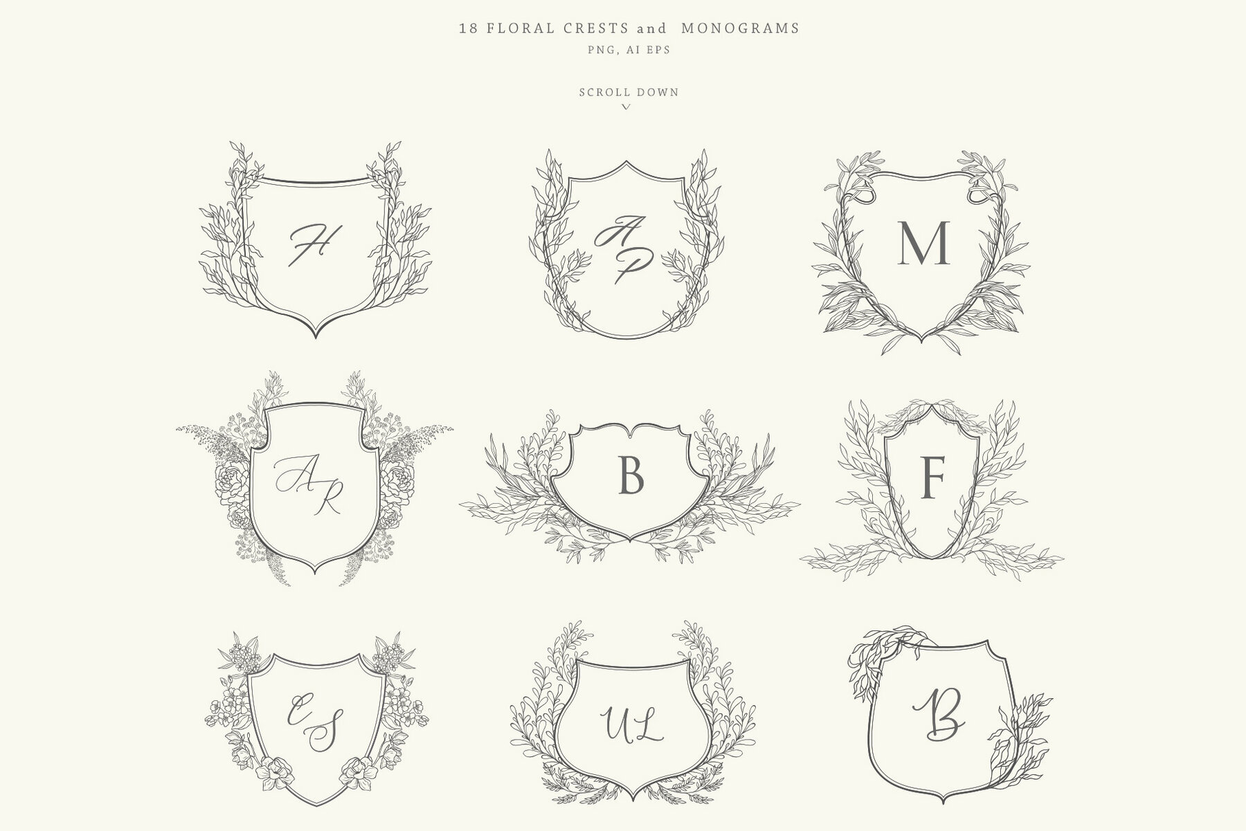 Birth Flowers Trendy Plants Logos Vector Illustrations 3