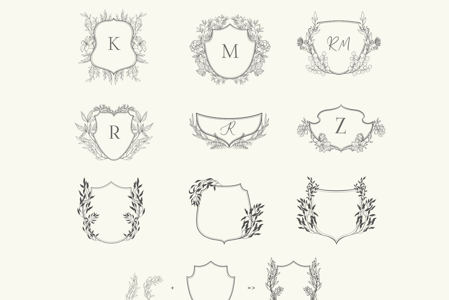 Birth Flowers Trendy Plants Logos Vector Illustrations 4