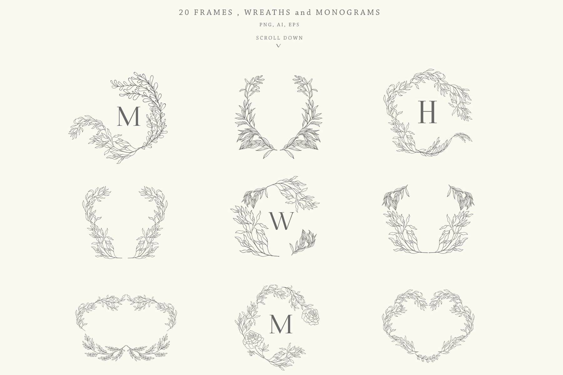 Birth Flowers Trendy Plants Logos Vector Illustrations 6