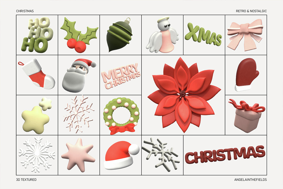 3D Retro Christmas Icons 5