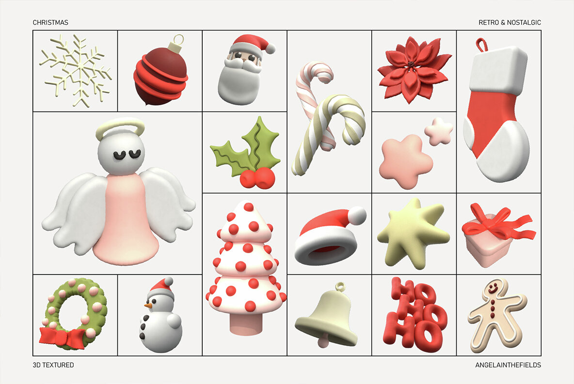 3D Retro Christmas Icons 7