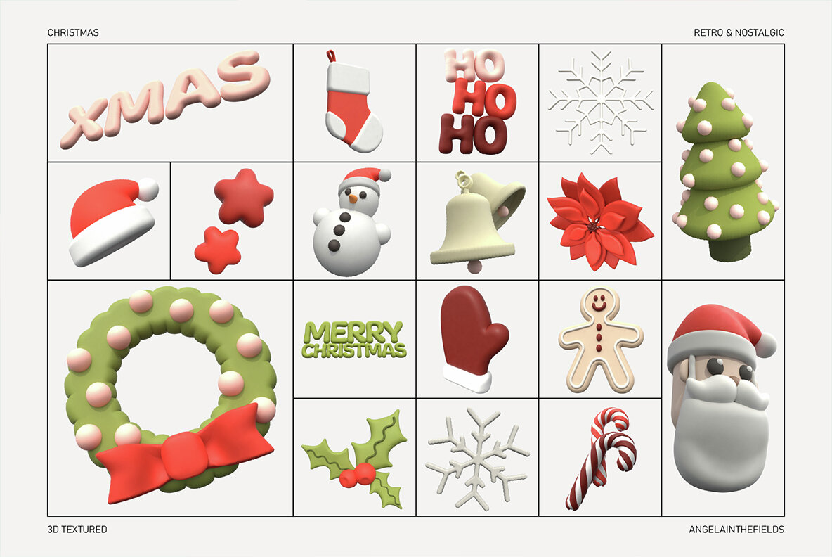 3D Retro Christmas Icons 9