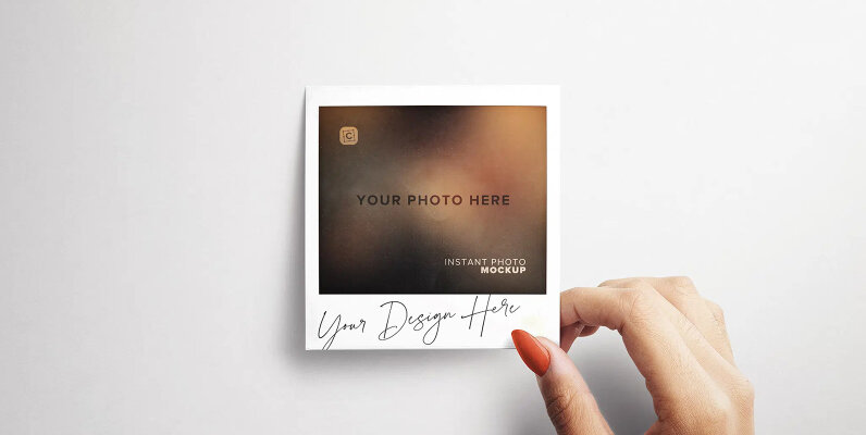 Woman Hands Holding Instant Pictures Mockup