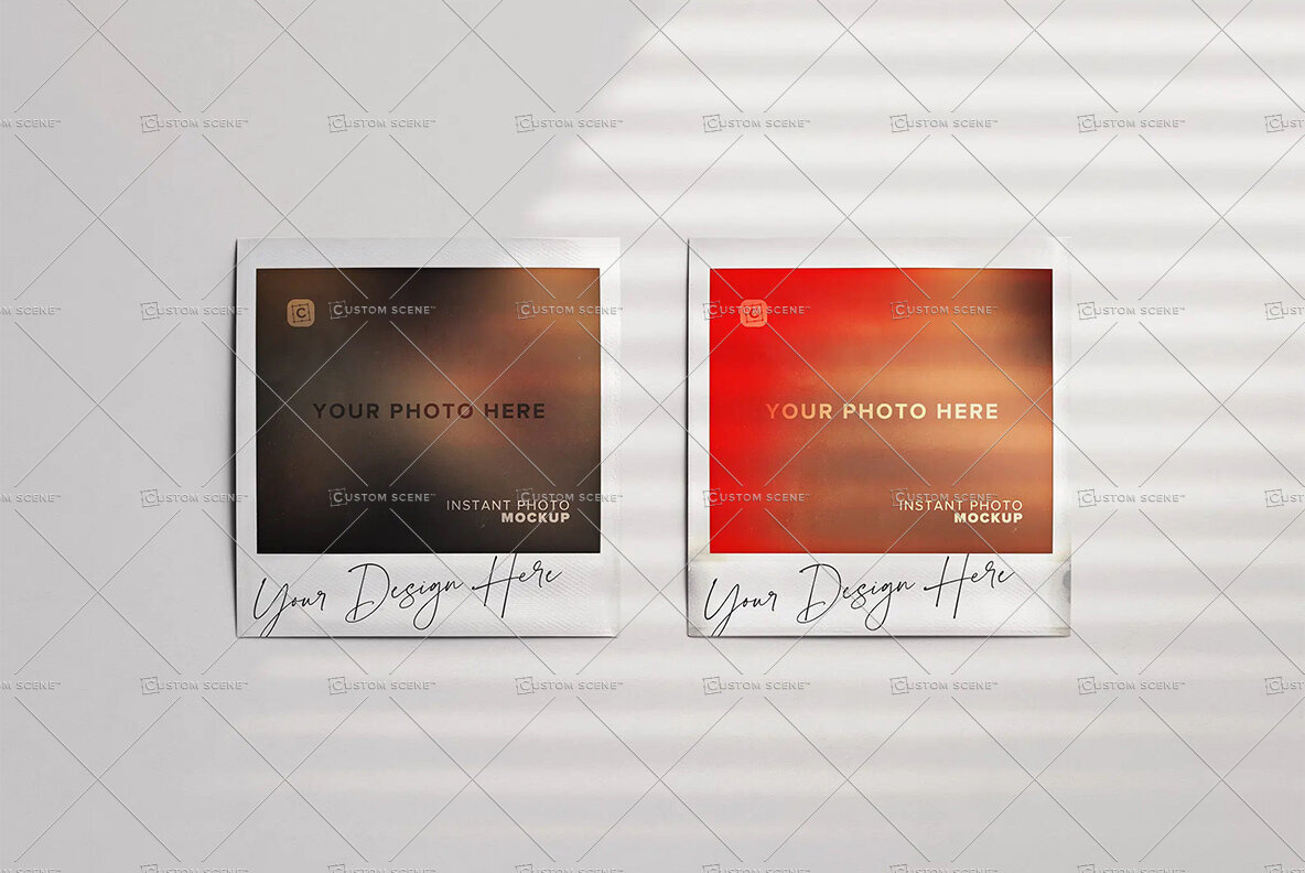 Instant Pictures Mockup Neat Stack with Shadows Overlay 2