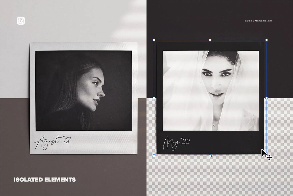 Instant Pictures Mockup Neat Stack with Shadows Overlay 4