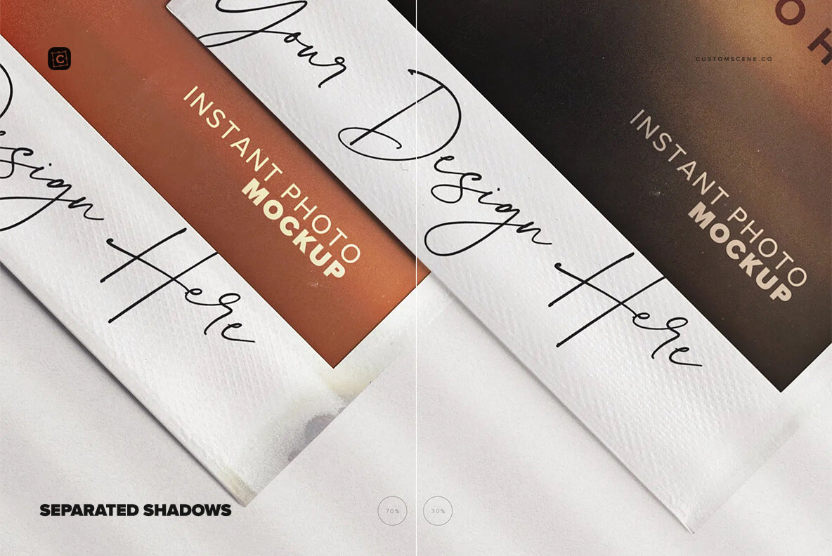 Instant Pictures Mockup Neat Stack with Shadows Overlay 7