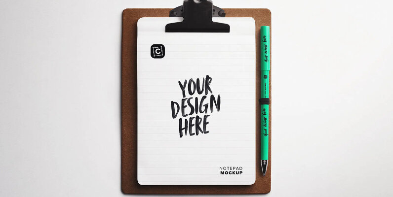 Clipboard with Notepad Mockup