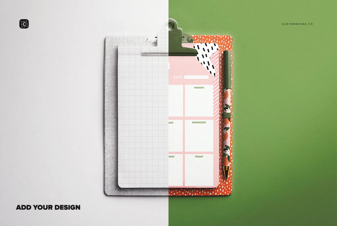 Clipboard with Notepad Mockup 4