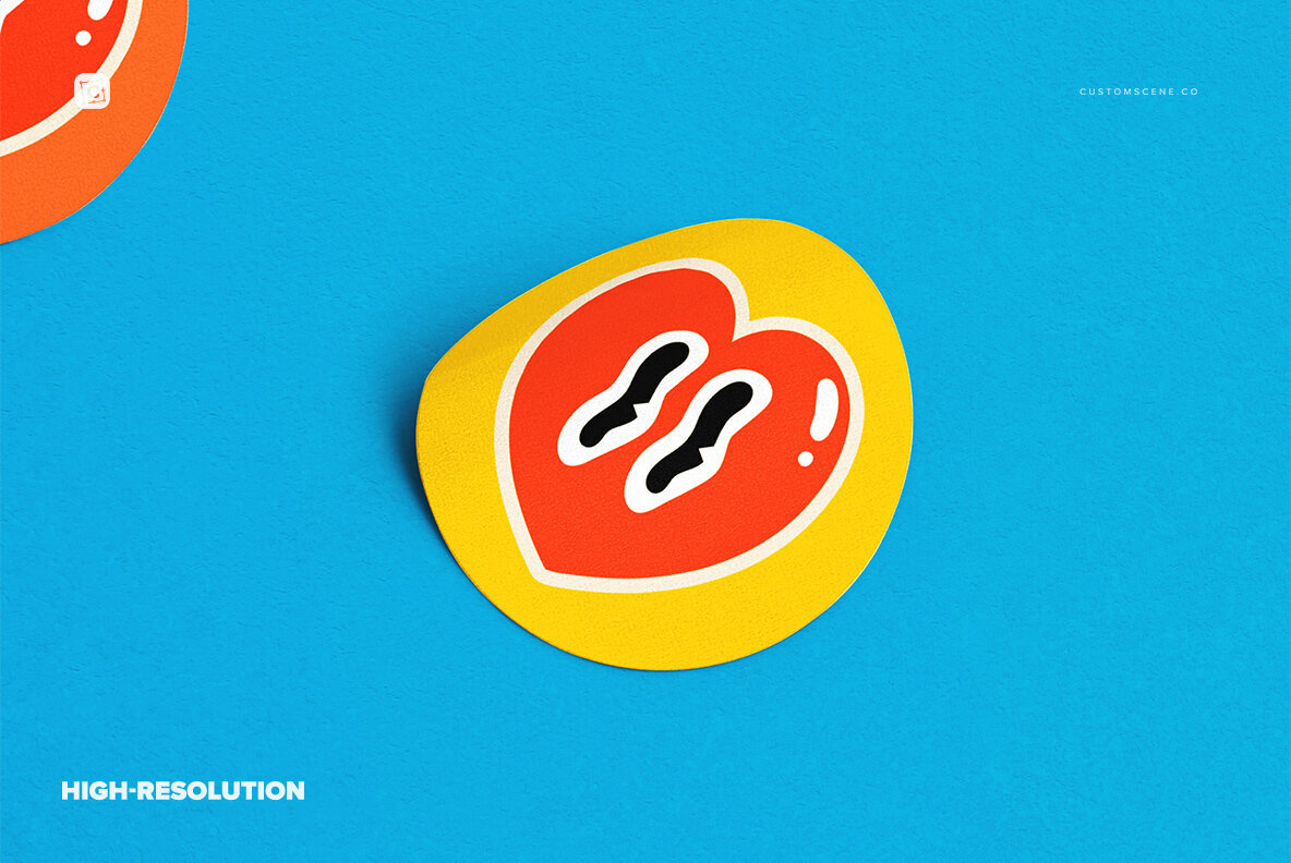 Set of Six Round Stickers Mockup 3