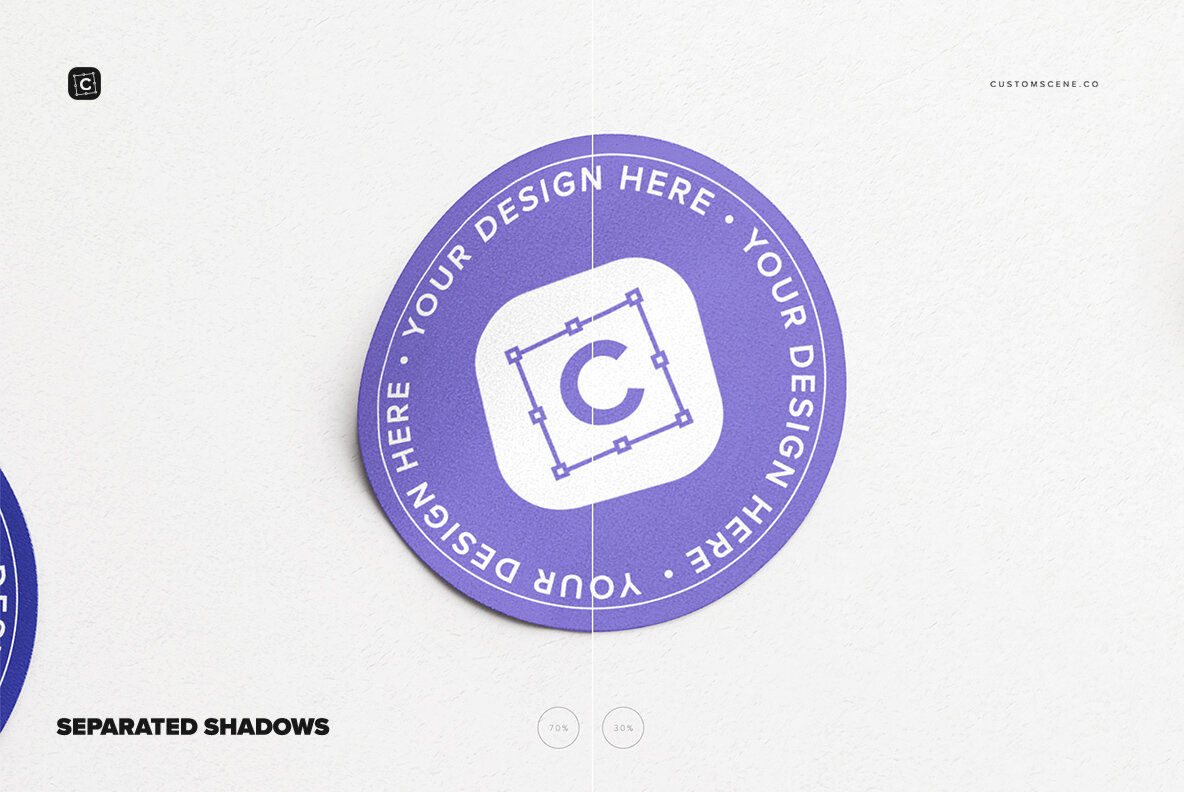 Set of Six Round Stickers Mockup 7