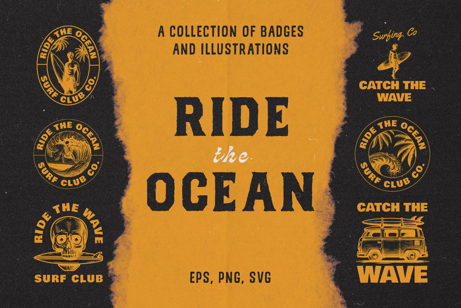 Vintage Surf Badge   Illustrations 1
