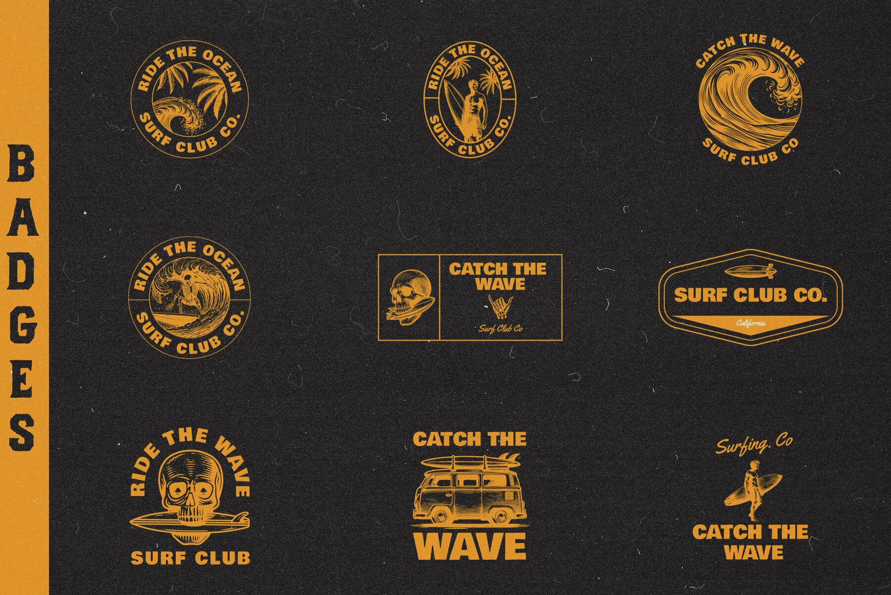 Vintage Surf Badge   Illustrations 2