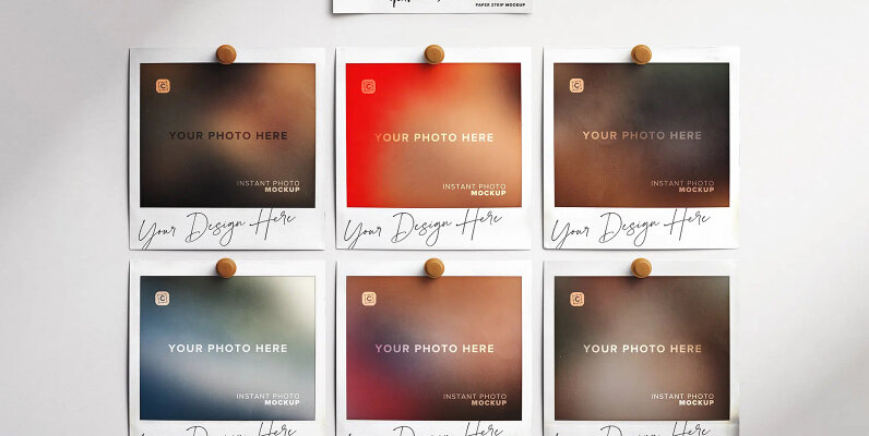 Moodboard 6 Instant Photos with Pins