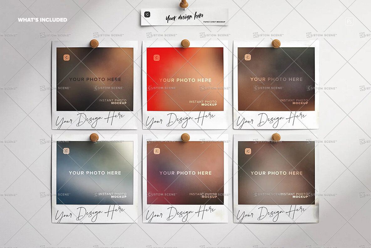 Moodboard 6 Instant Photos with Pins 2