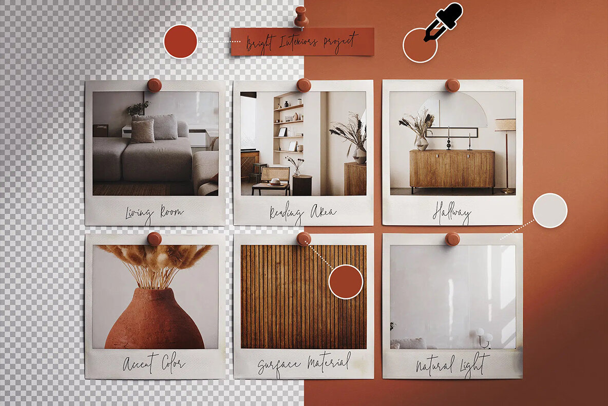 Moodboard 6 Instant Photos with Pins 6