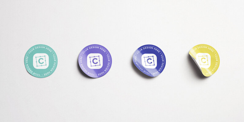 Four Round Stickers Mockup
