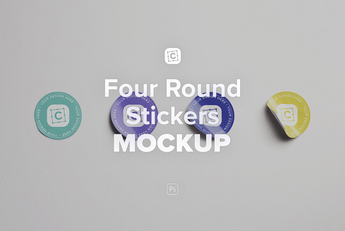 Four Round Stickers Mockup 1