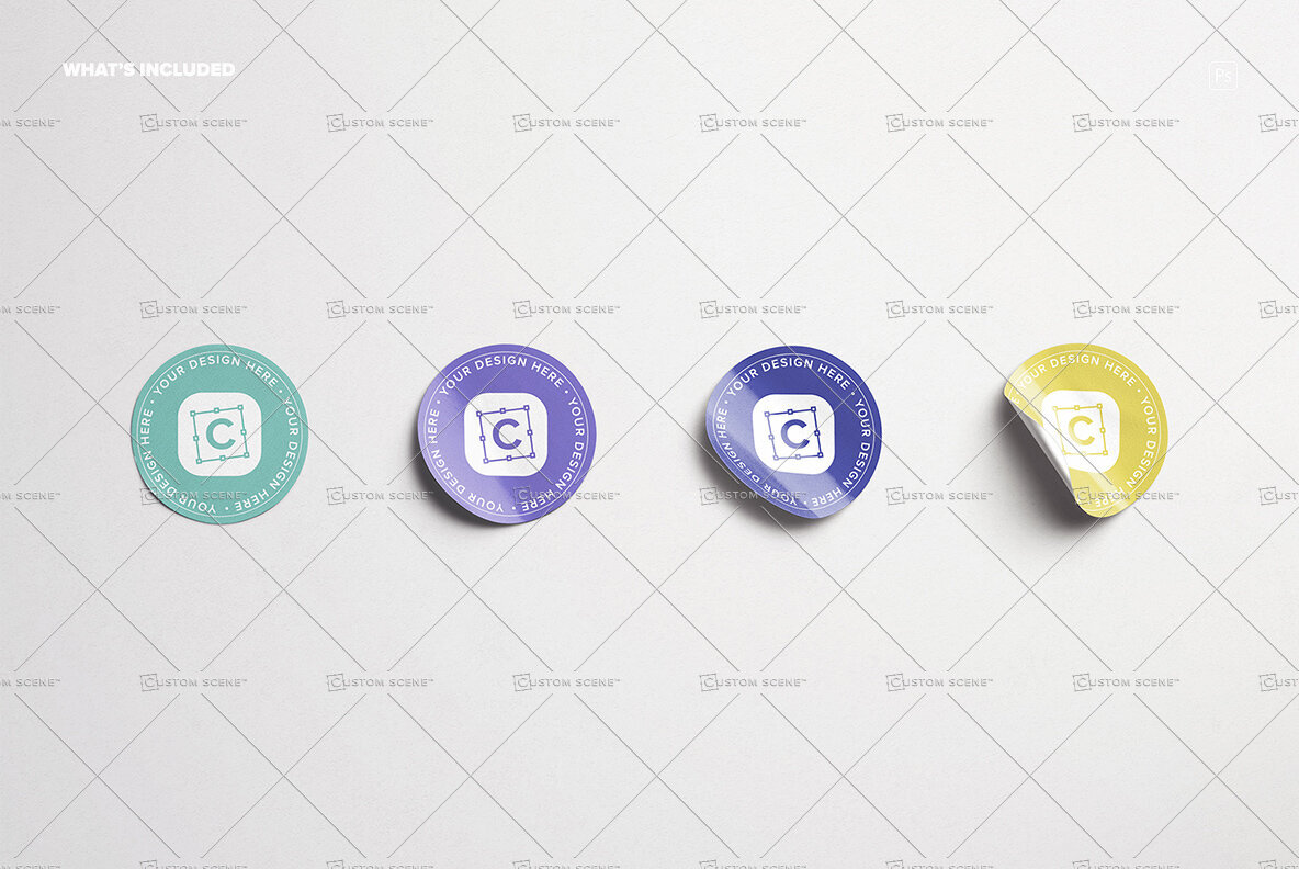 Four Round Stickers Mockup 2