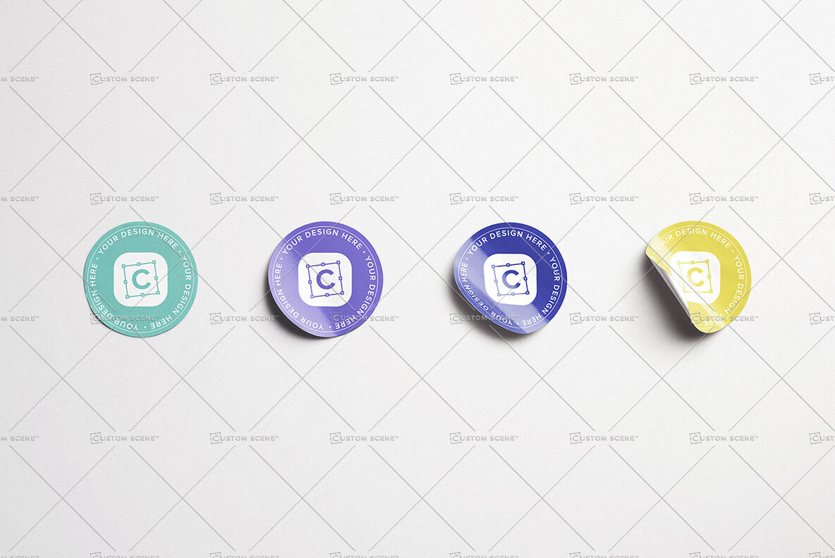 Four Round Stickers Mockup 3