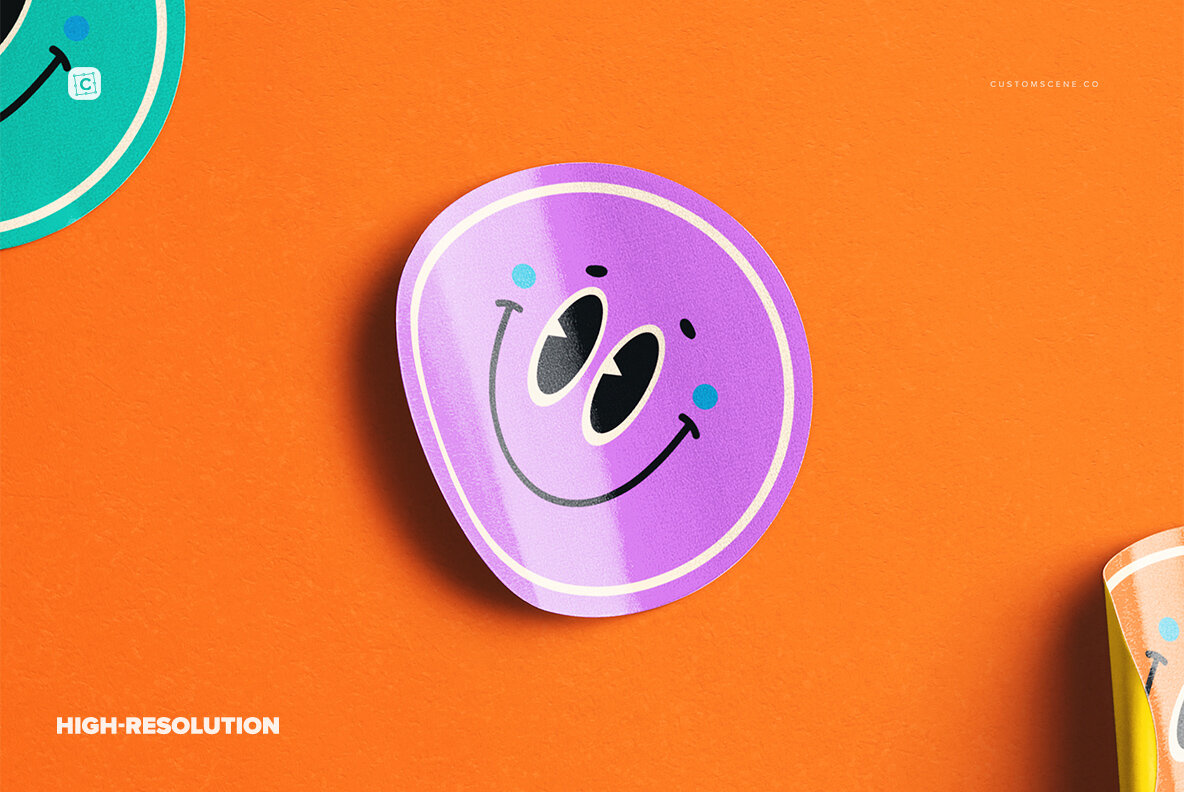 Four Round Stickers Mockup 4