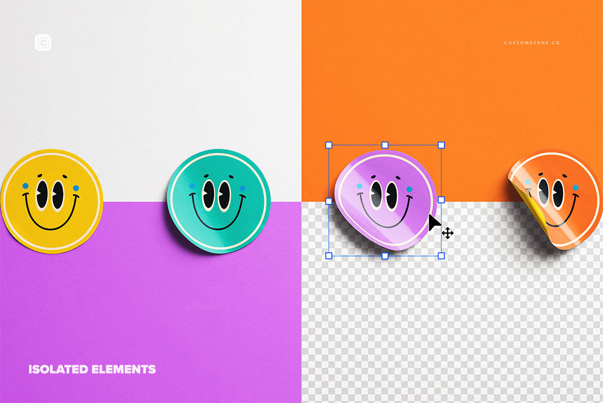 Four Round Stickers Mockup 5