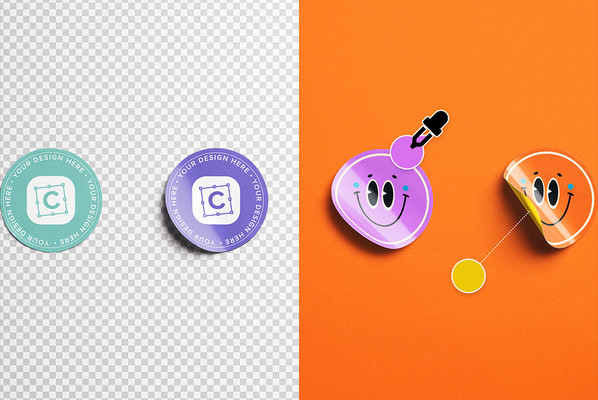 Four Round Stickers Mockup 6